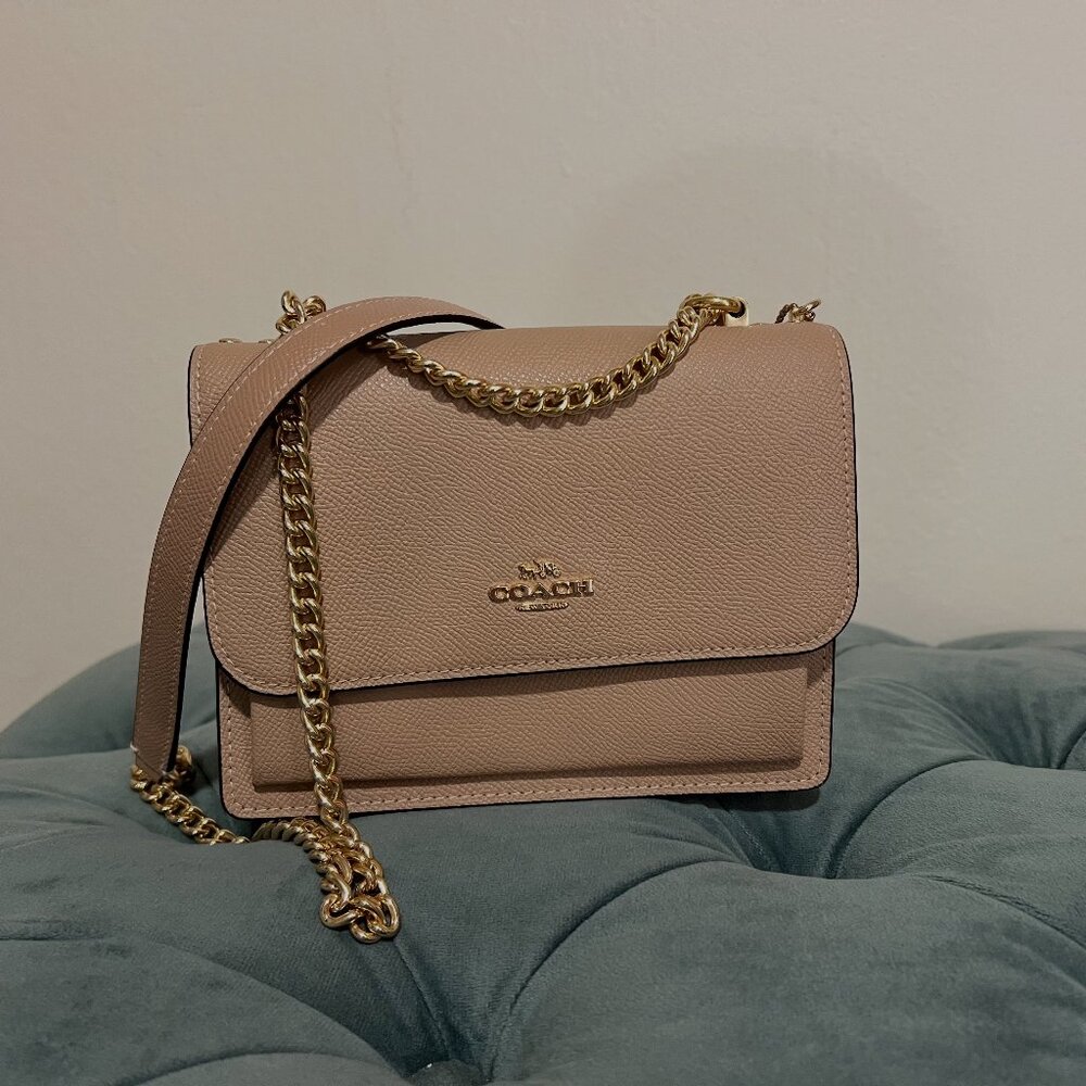 Coach Mini Bag in Tan with Gold Chain
